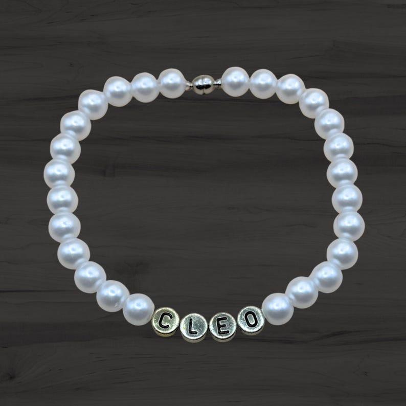 Personalized Pearly White Cat Necklace Beaded Breakaway Collar for Furry Friends