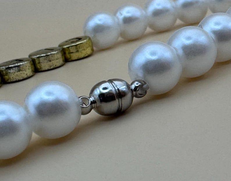 Personalized Pearly White Cat Necklace Beaded Breakaway Collar for Furry Friends