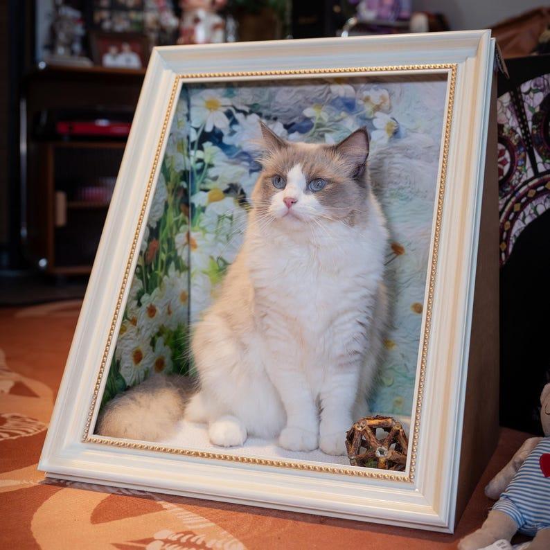 Personalized Cat Bed Custom Cat House Oil Painting Pattern Cat Gifts Pet Lover Gifts