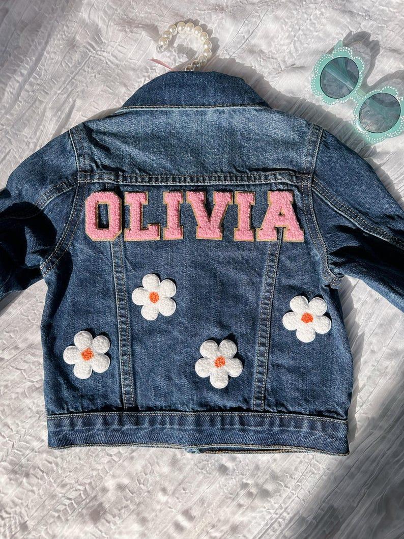 Personalized Jean Jacket With Daisy, Kids Jean Jacket, Custom Jean Jacket For Kids, Gift For Girls, Custom Jean Jacket, Spring Outfit