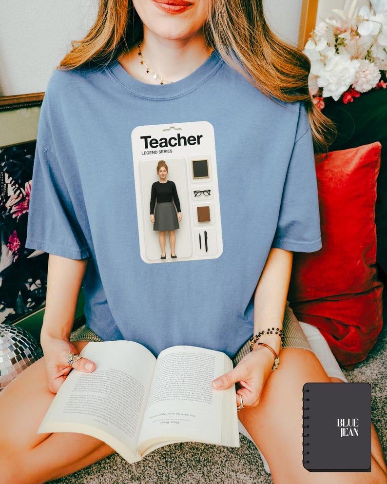 Teacher Action Figure Shirt, Viral Trend, Comfort Colors Shirt, Doll Box Trend, Image Gen Trend, Teacher Shirt, Gift for Teacher