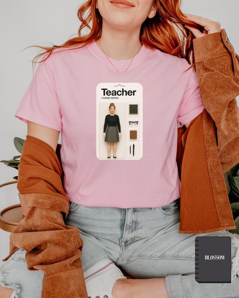 Teacher Action Figure Shirt, Viral Trend, Comfort Colors Shirt, Doll Box Trend, Image Gen Trend, Teacher Shirt, Gift for Teacher