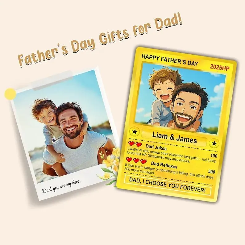 Father's Day Poke Card, Custom Poke Card, Gift For dad, Father's Day Gift, Custom Poke Present