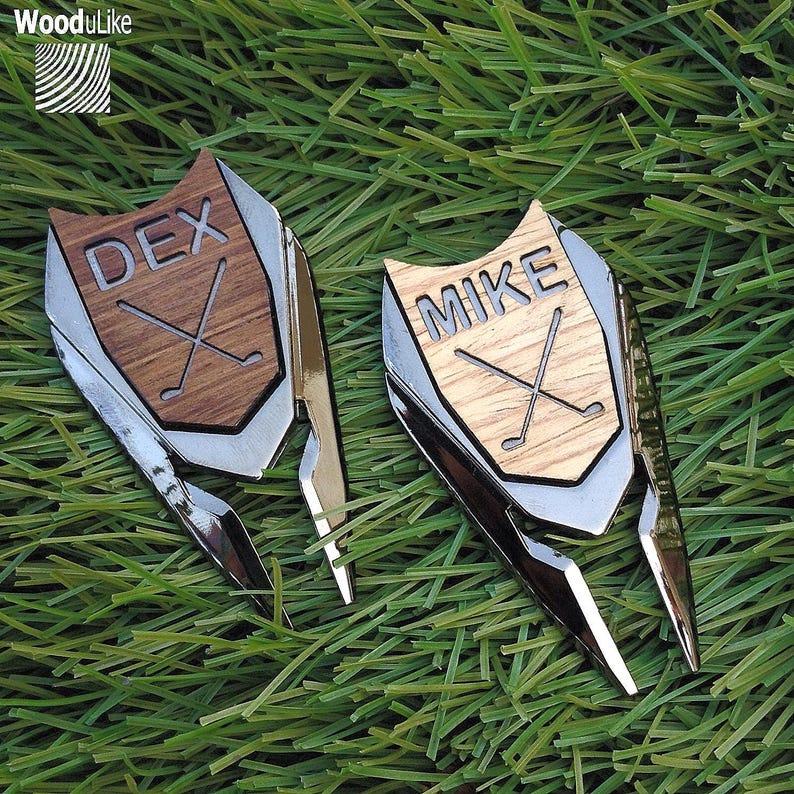 Personalized Golf Ball Marker Divot Tool Groomsmen Gifts / Custom Engraved Christmas Golf Gift for Dad Men Him Best Man Father of Bride