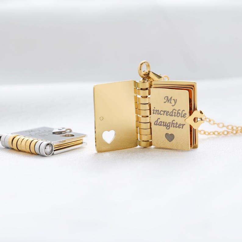 My Little Star Book Necklace – A Letter to My Daughter in a Locket, Adjustable Pendant with Message Inside, Meaningful Jewelry Gift