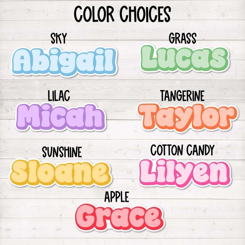 Retro Custom Name Sticker Kids Colorful Personalized Back to School Laptop Sticker Water Bottle Name Sticker - soufeelus