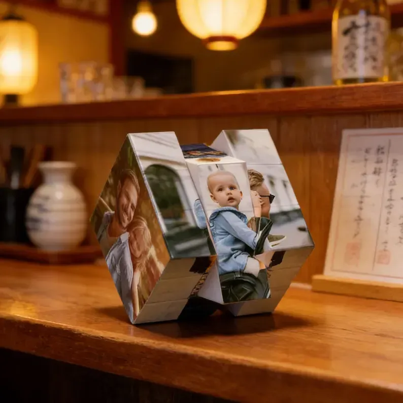 Custom Multiphoto Rubik’s Cube Gift for Dad and Child