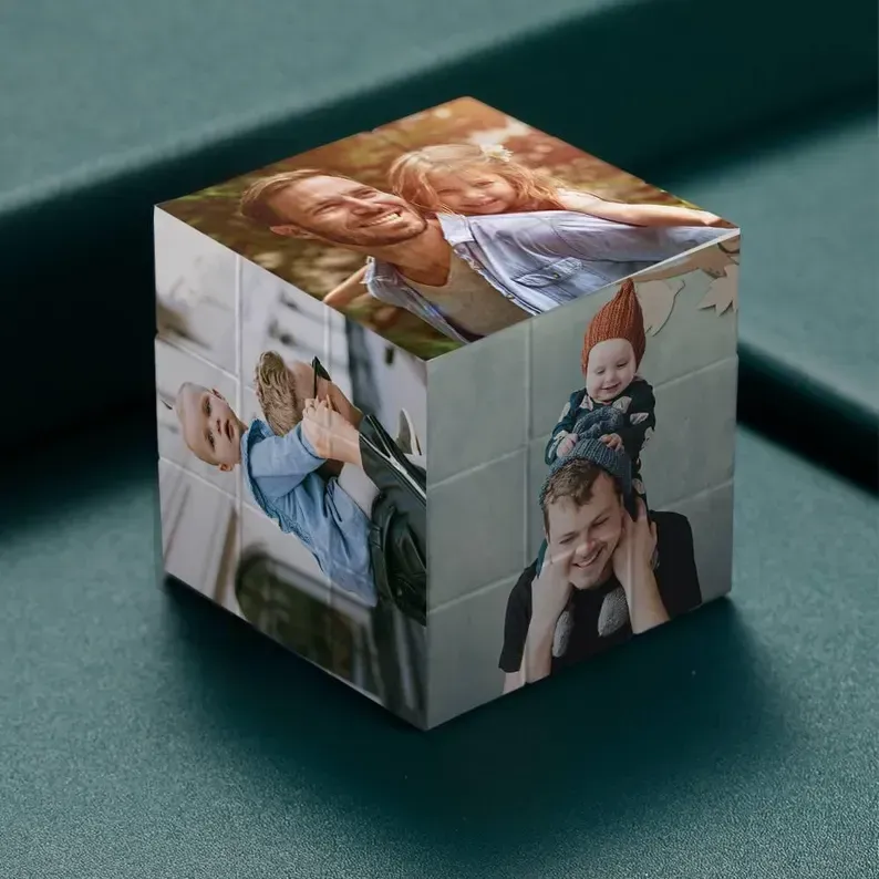 Custom Multiphoto Rubik’s Cube Gift for Dad and Child