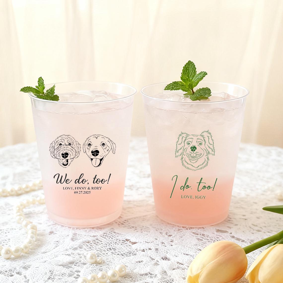 Personalized Dog Wedding Tumblers, Personalized Plastic Wedding Tumblers, Personalized Acrylic Pet Portrait Tumblers,