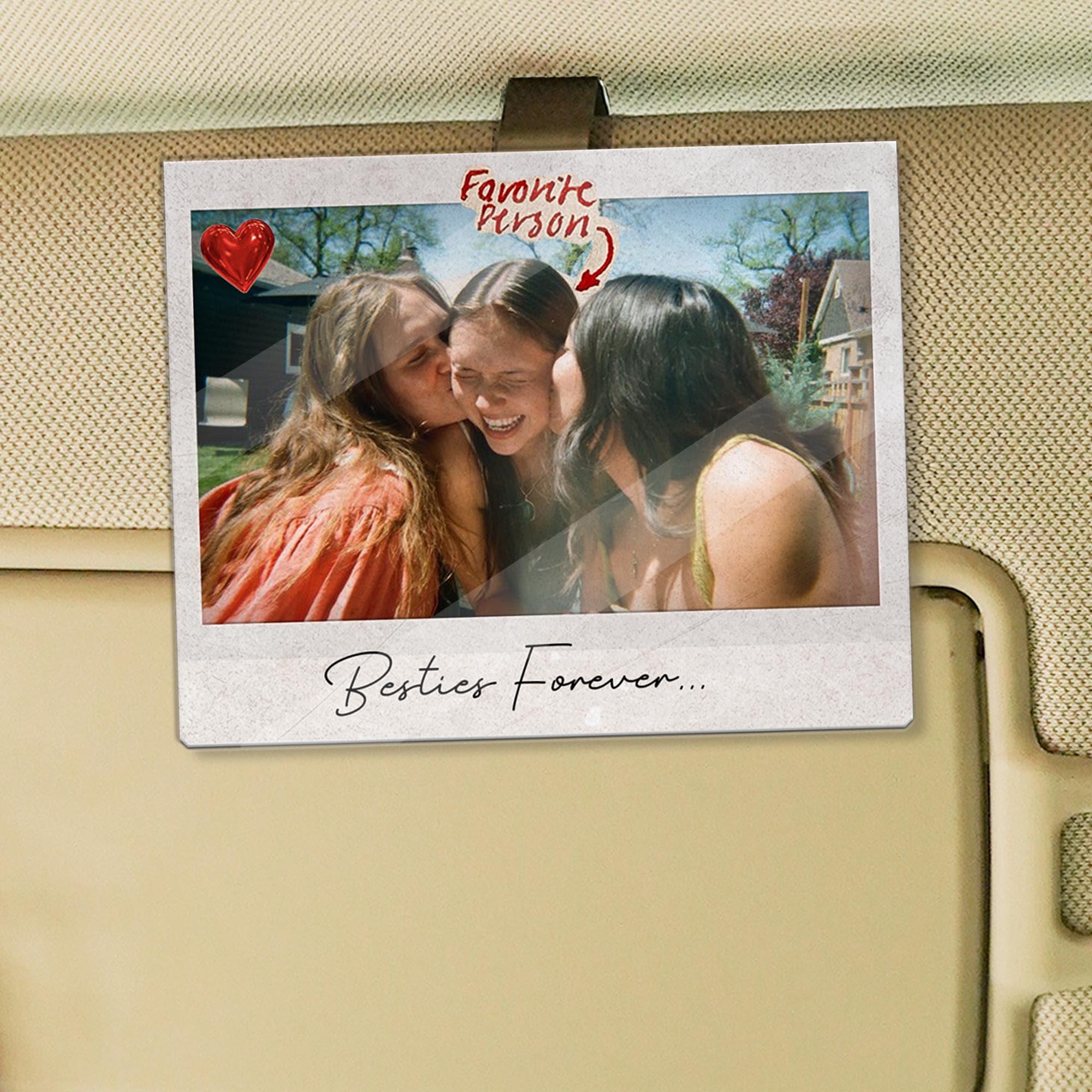 Personalized Best Friend Photo Car Visor Clip – Custom Friendship Gift, Bestie Birthday Gift, Long Distance Friendship Keepsake