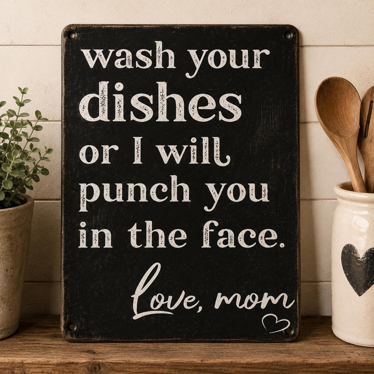 Funny Kitchen Sign Wash Your Dishes Metal Sign Humorous Kitchen Wall Decor Gift for Mom for Teenager