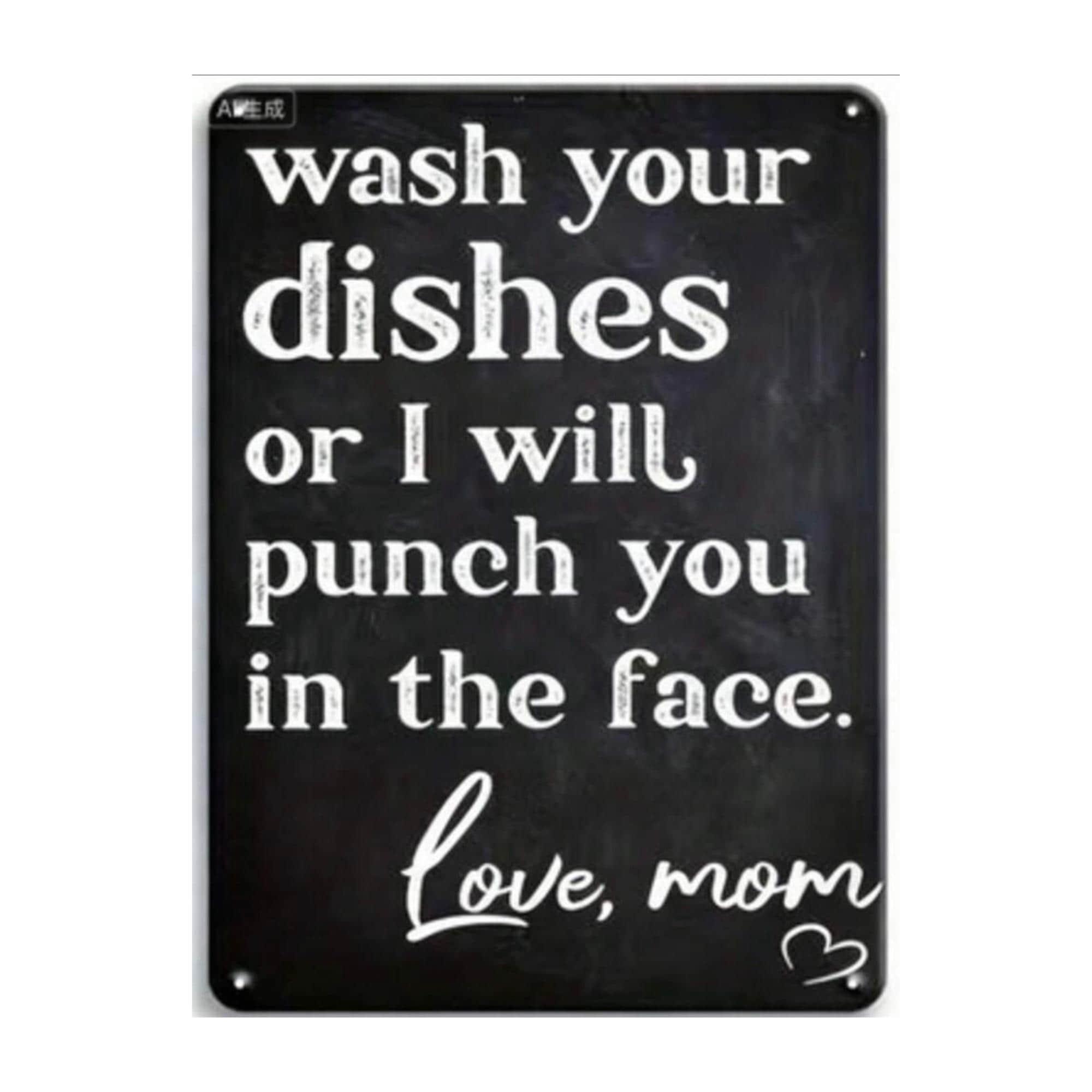 Funny Kitchen Sign Wash Your Dishes Metal Sign Humorous Kitchen Wall Decor Gift for Mom for Teenager