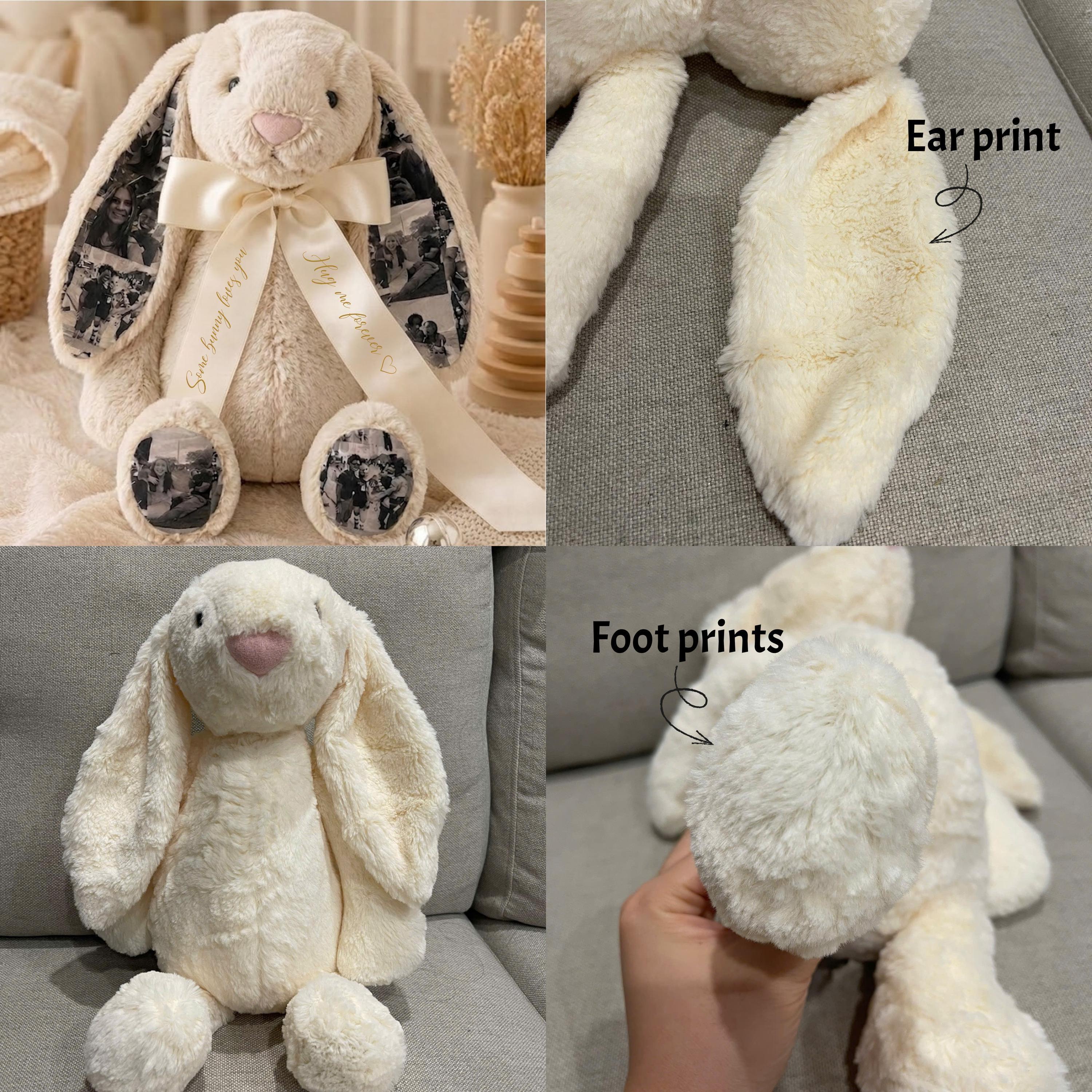 Custom Photo Bunny Plush – Personalized Hidden Ear Picture Bunny Gift for Couples Anniversary Father's Day Gifts