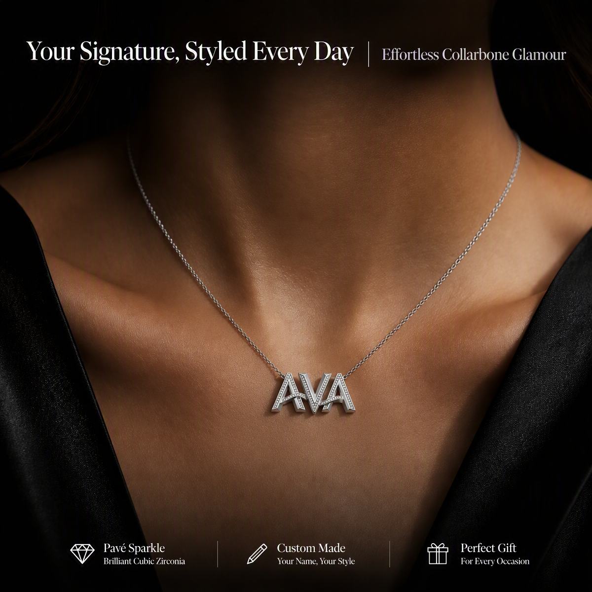 Custom Name Necklace 925 Sterling Silver Personalized Nameplate Pendant Cursive Letter Choker Jewelry Customized Birthday Gift for Women Girls