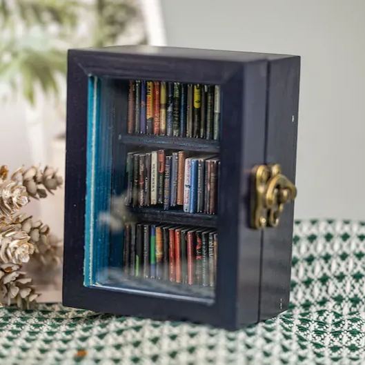 Pocket Edition Anxiety Bookcase, MINI bookcase, Miniature Landscape, Miniature Bookcase, Book Lover Gift, Study Decoration