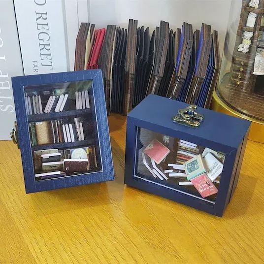 Pocket Edition Anxiety Bookcase, MINI bookcase, Miniature Landscape, Miniature Bookcase, Book Lover Gift, Study Decoration