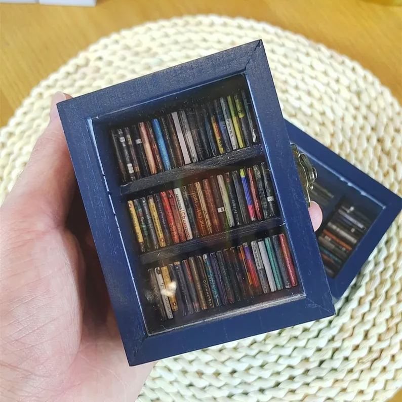 Pocket Edition Anxiety Bookcase, MINI bookcase, Miniature Landscape, Miniature Bookcase, Book Lover Gift, Study Decoration