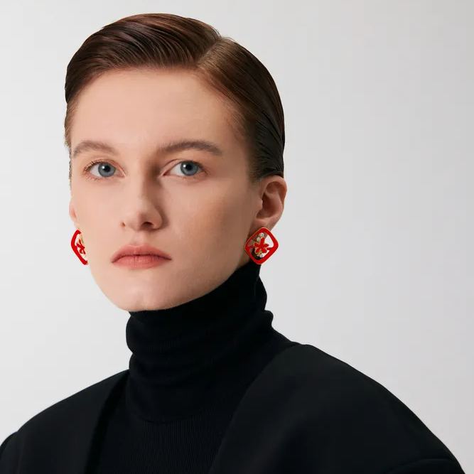 Peach Blooming Collection Peach Branch Red Earrings