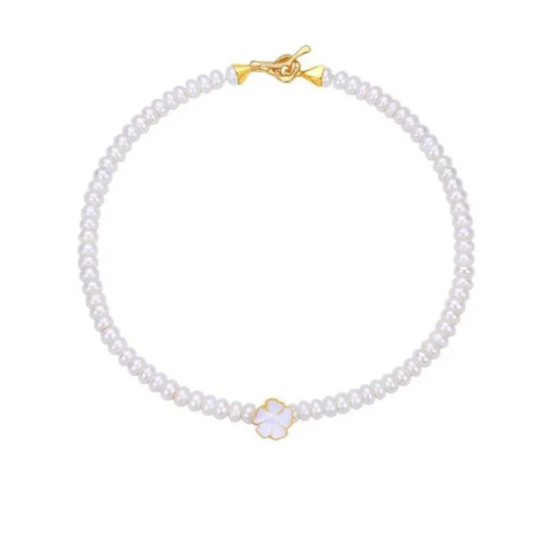 Wild Rose Collection Flower Choker With White Enamel Pearls