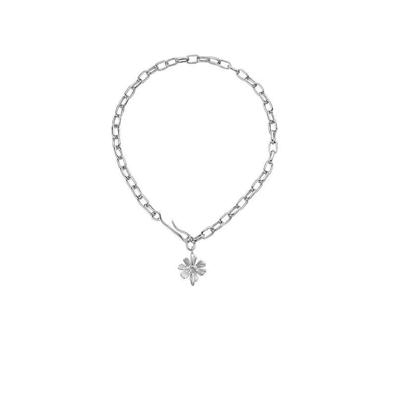 Cosmos Collection Flower Silver And Golden Choker