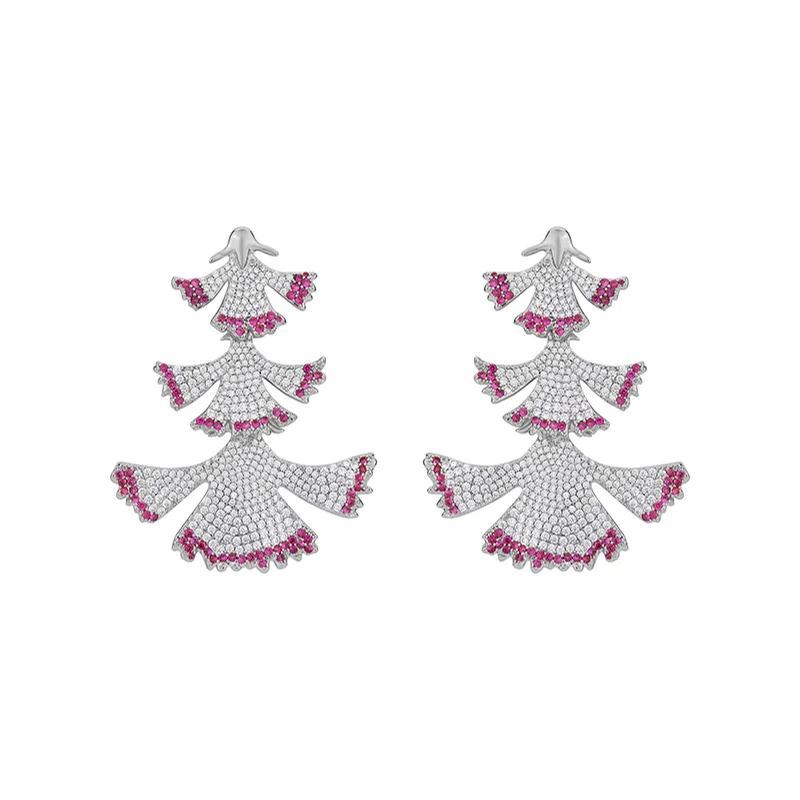 Carnation Collection Three Petals Tassel Earrings Silver And Golden