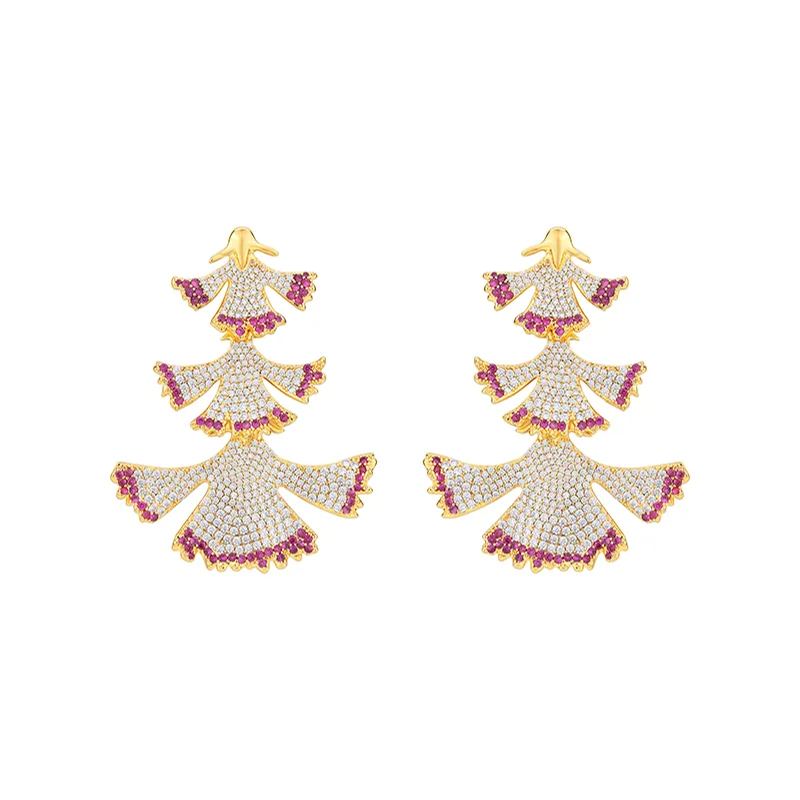 Carnation Collection Three Petals Tassel Earrings Silver And Golden