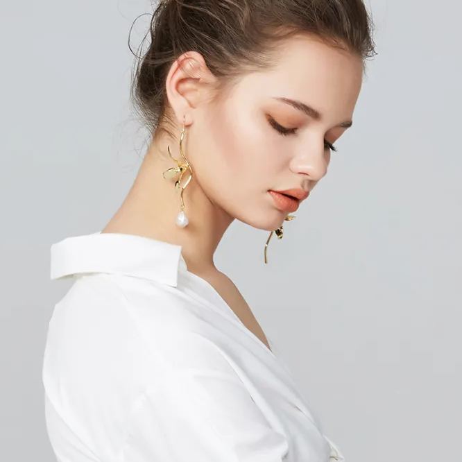 Orchids Collection Asymmetric Flower Earrings