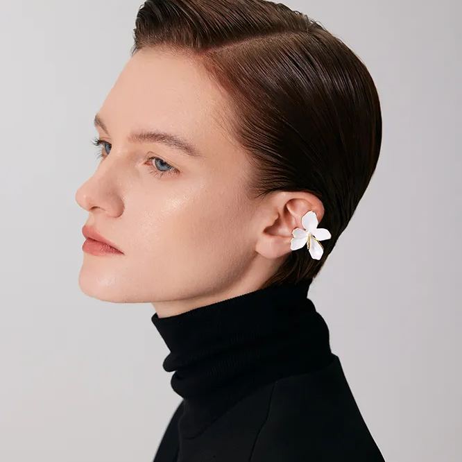 Peach Blooming Collection Flower Ear Cuff