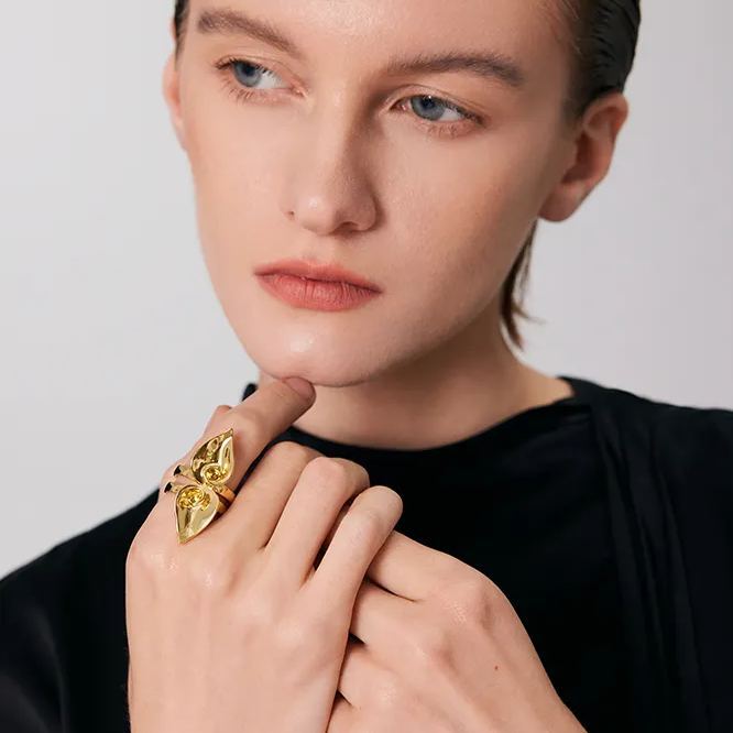 Calla Lily Collection Double Flower Combination Ring Size 17