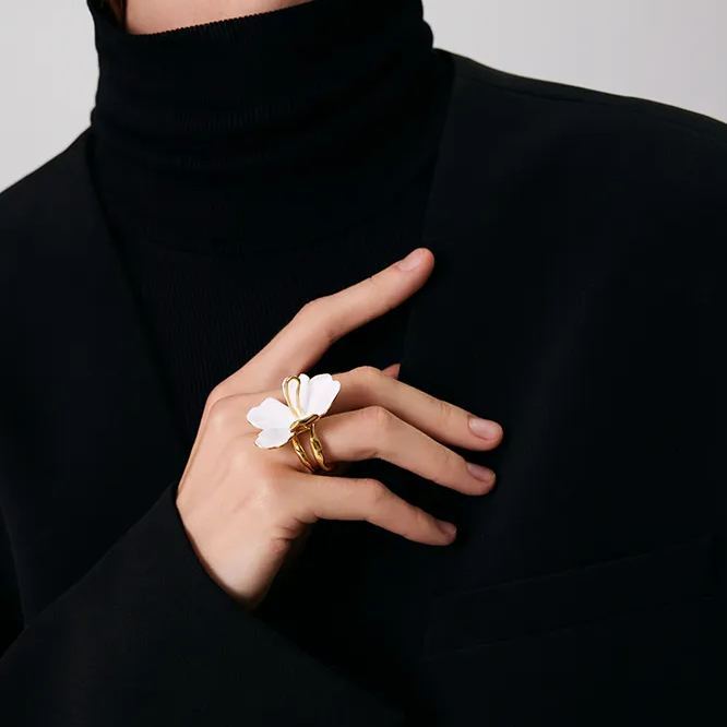 Peach Blooming Collection Flower Ring Size 14
