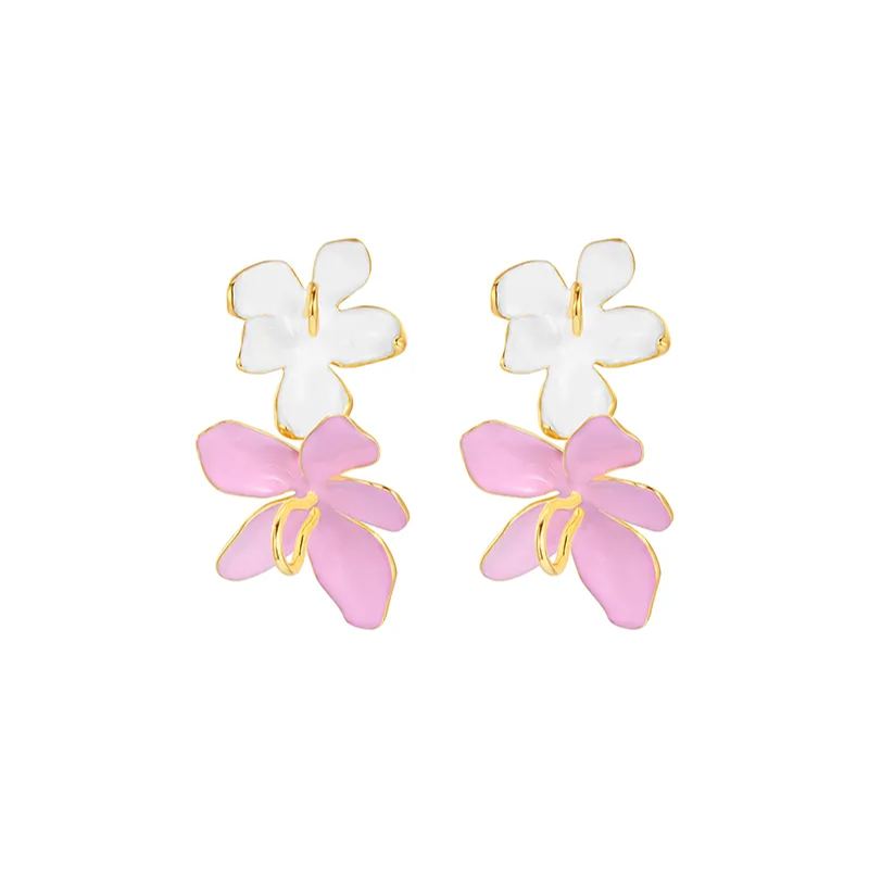 Peach Blooming Collection Classic Bifloral Earrings