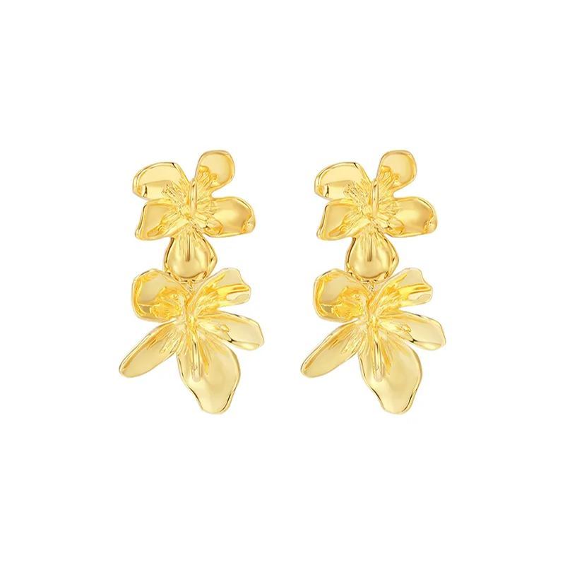 Peach Blooming Collection Classic Bifloral Earrings