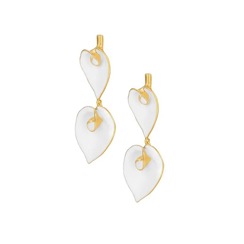 Calla Lily Collection White Bifloral Earrings