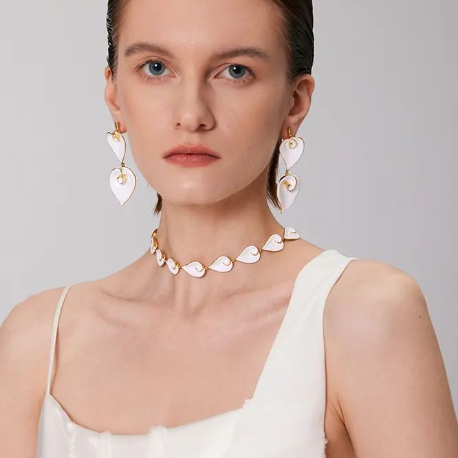 Calla Lily Collection White Bifloral Earrings