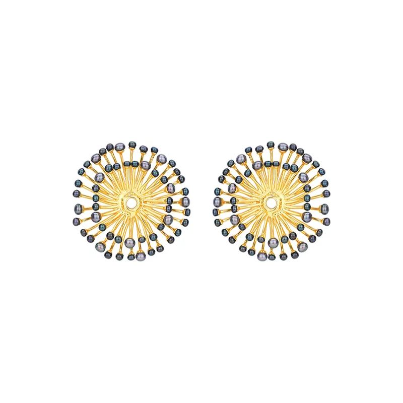 Eucalyptus Collection Double Layer Flower Multi-pearl Earrings