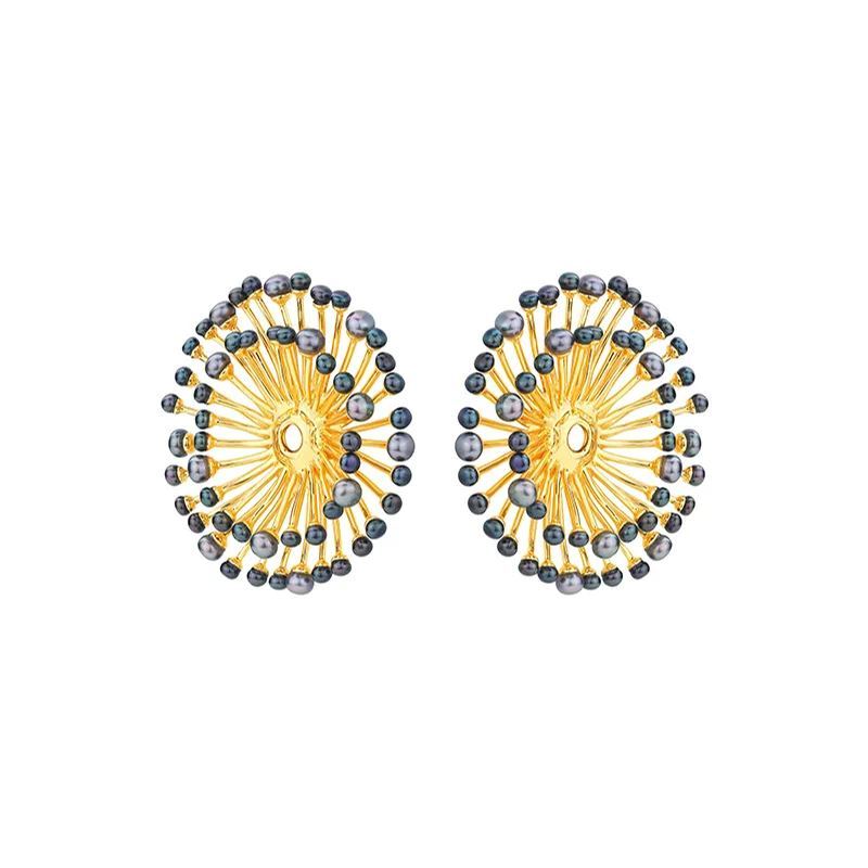 Eucalyptus Collection Double Layer Flower Multi-pearl Earrings
