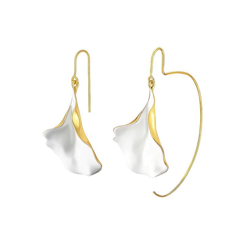 Orchids Collection Asymmetrical White Petal Earrings