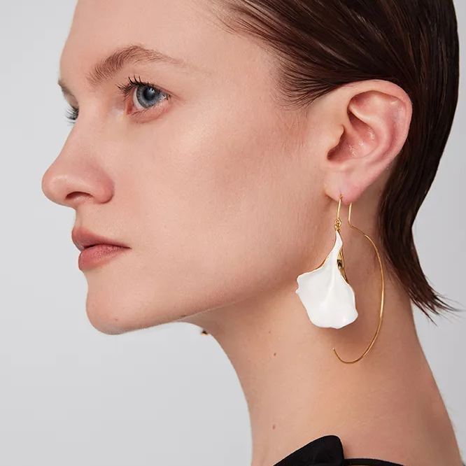 Orchids Collection Asymmetrical White Petal Earrings