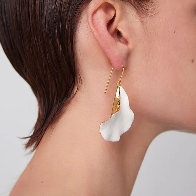 Orchids Collection Asymmetrical White Petal Earrings