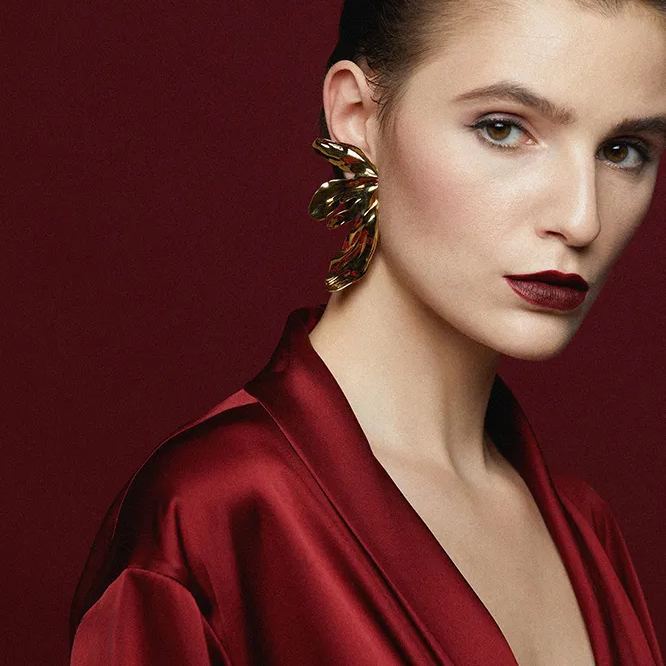 Iris Collection Asymmetrical Flower Earrings