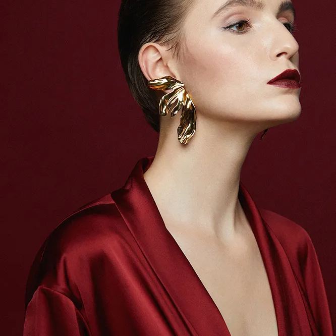 Iris Collection Asymmetrical Flower Earrings