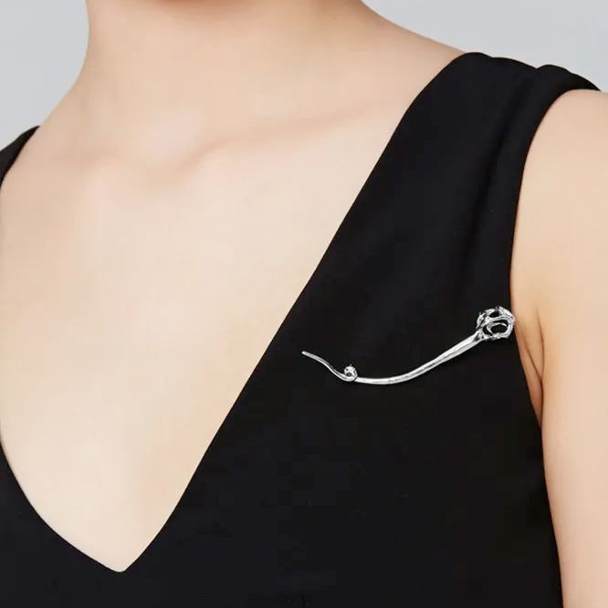 Texture Collection Silver End Of Curve Brooch