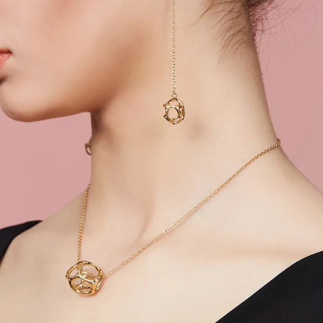 Texture Collection Long Drop Earrings With Crystal