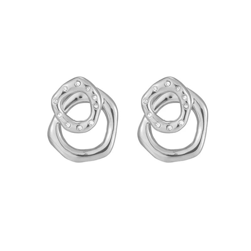 Curvilinear Collection Double Loop Curve Stud Earrings