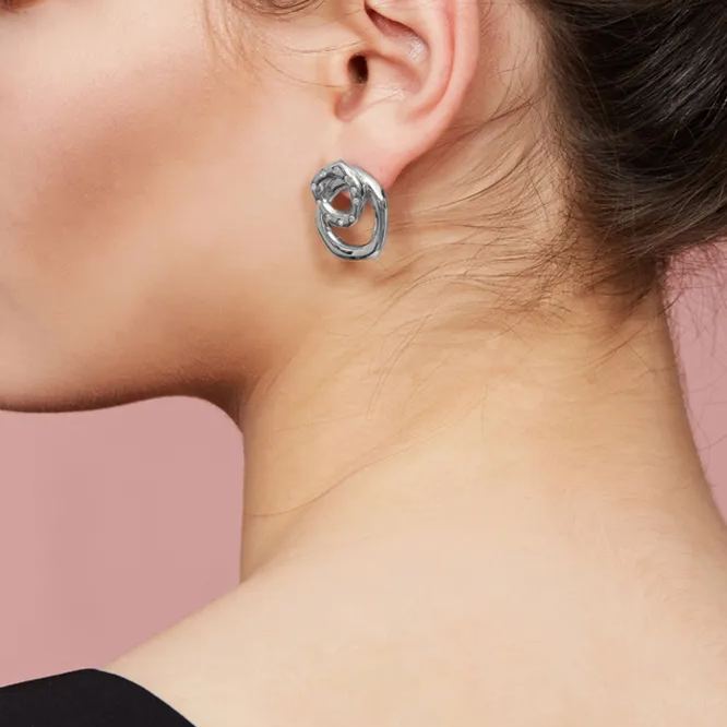 Curvilinear Collection Double Loop Curve Stud Earrings