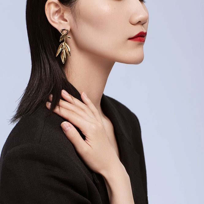 Bamboo Collection Bamboo Leaf Earrings