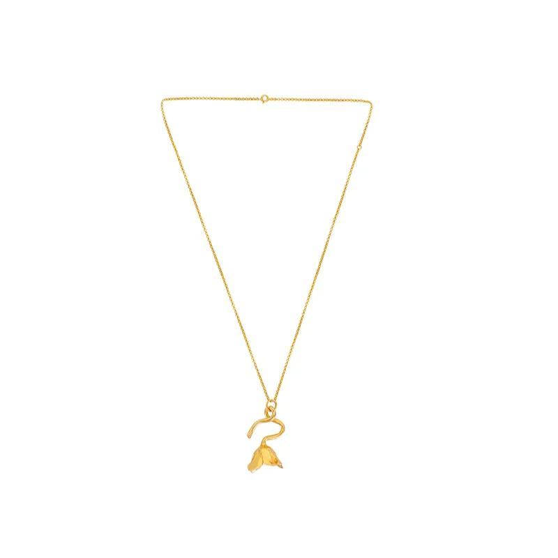 Tulip Collection Single Flower Necklace With White Enamel