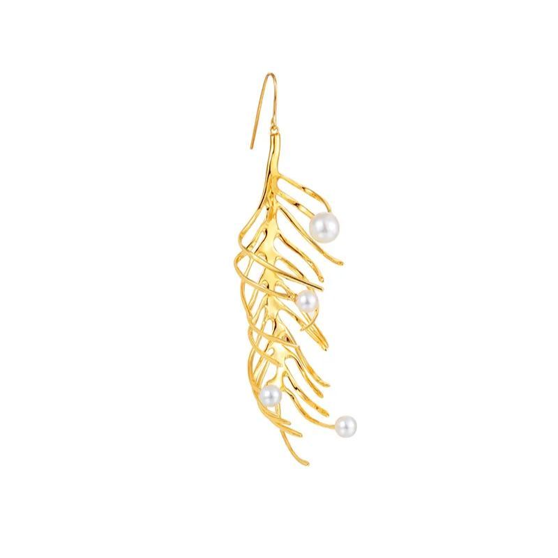 Fern Collection Single Earring With Pearl