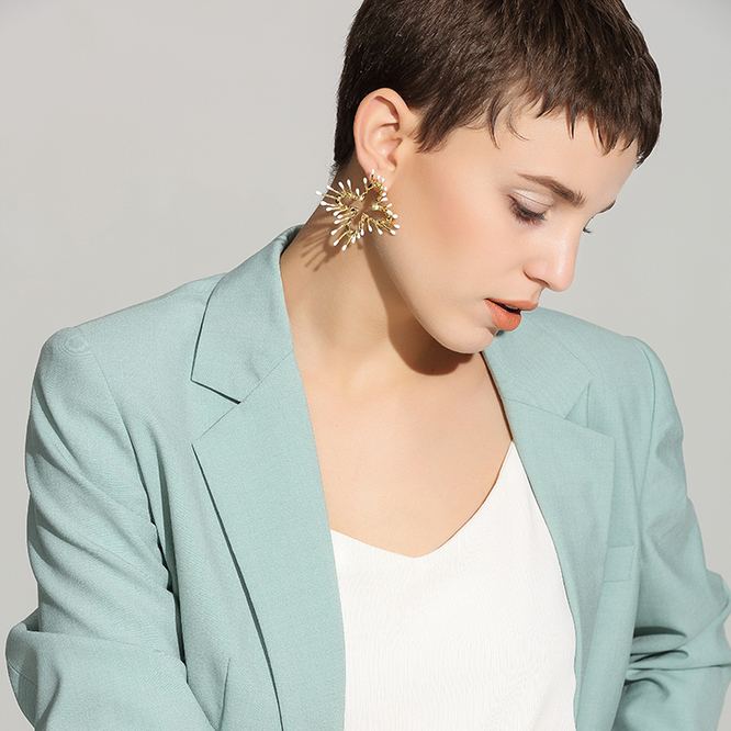 Stamens Collection Four Stamens Bracelet With White Enamel