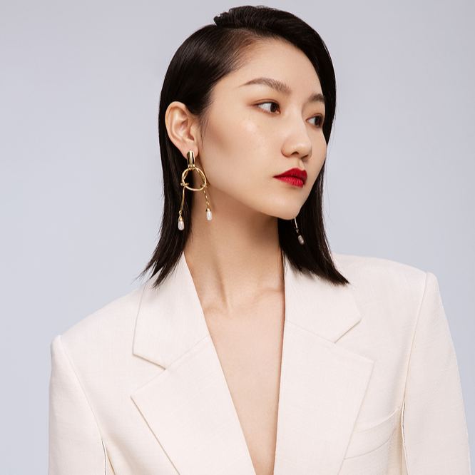 Cosmos Collection With Branches Hyperbolic Earrings